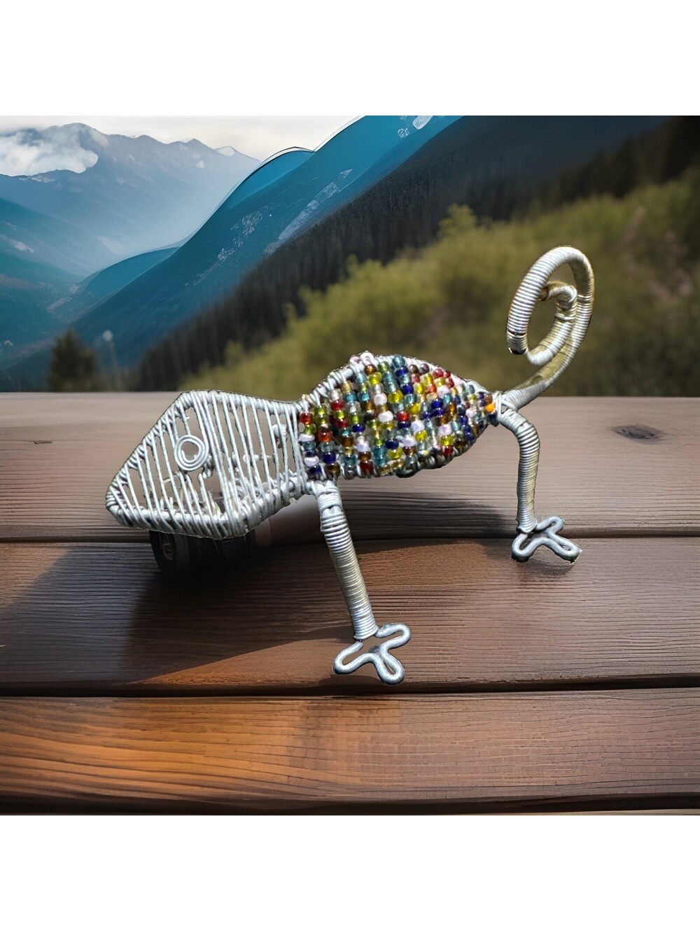 Vintage Hand Wired And Beaded Lizard Figurine | Glass Beads | Reptile
